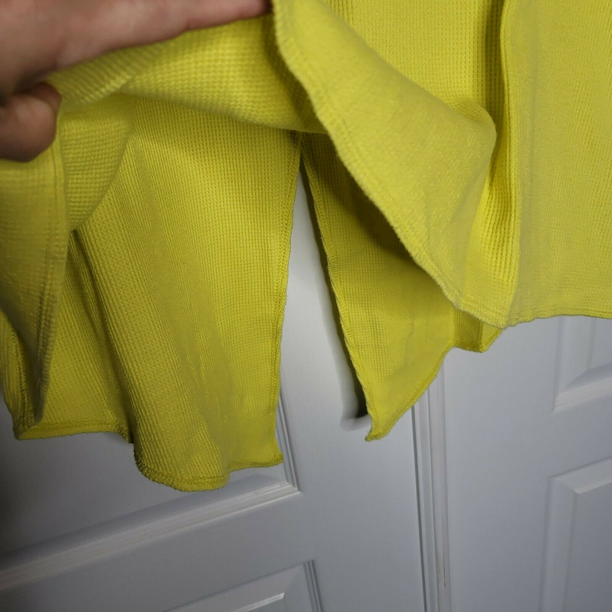Free People Oversized Thermal Shirt Long Raglan Sleeves Crew Neck Yellow X-Small