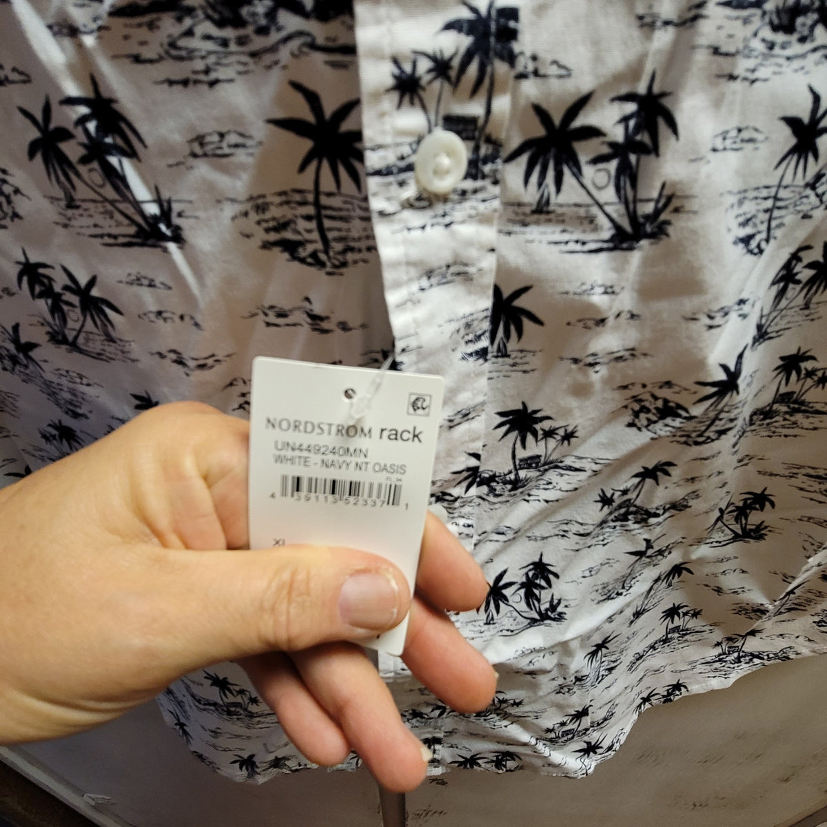 14th & Union XXL button Down Shirt Palm Blue white short sleeve NAVY OASIS