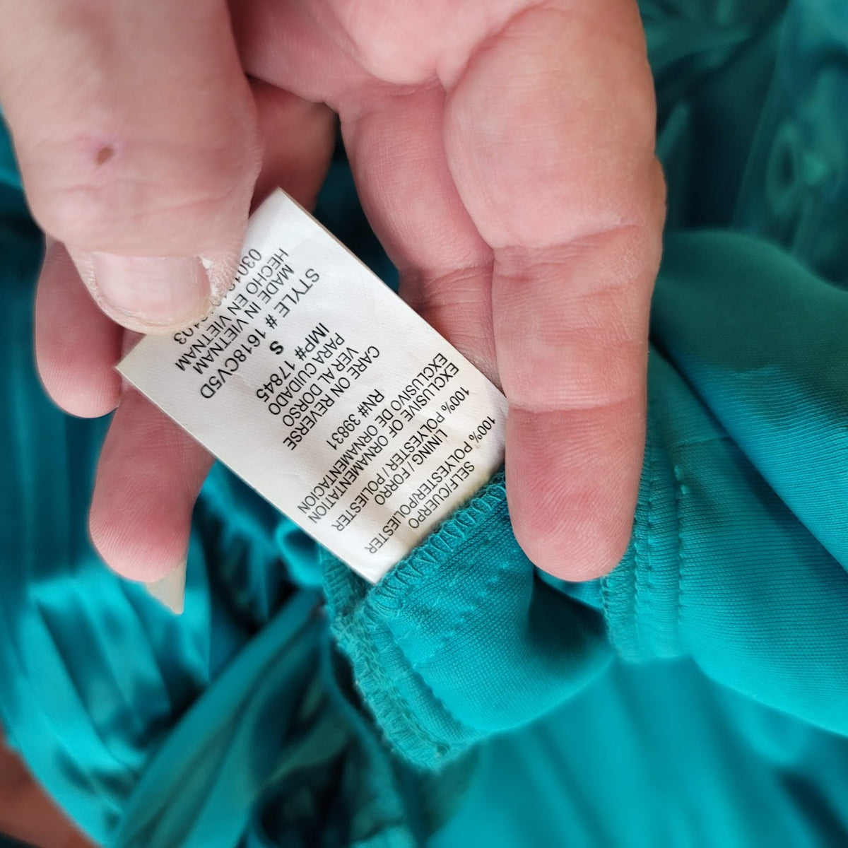 Vintage Teal Sequin Hearts Small Gown Damaged Dress Up Ruched Empire Maxi Blue