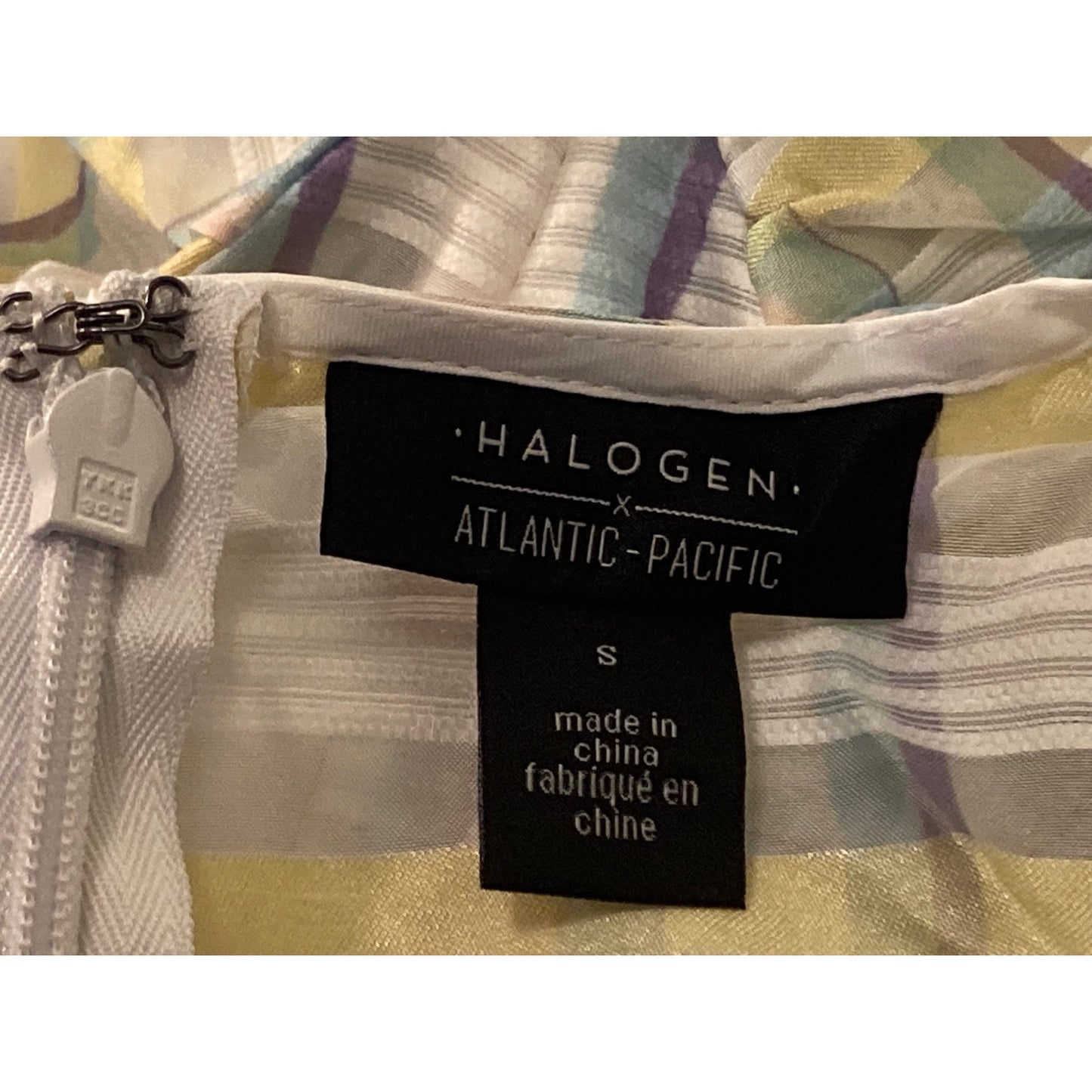Halogen Atlantic-Pacific Organza Ruffle Dress Sz Small Pastel Plaid NWT