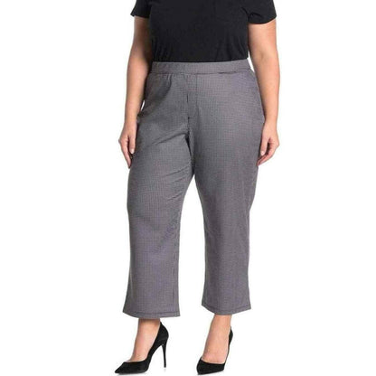 Sanctuary Pull On Flat Front Stretch Crop Pants Plus Sz 3X Black Mini Check NWT