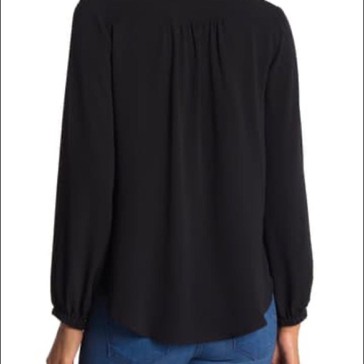 Lush NEW Black Split Neck Long Sleeve Blouse Small
