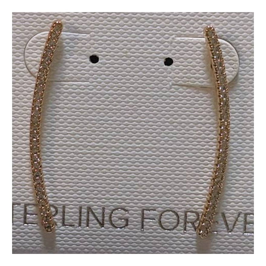 Sterling Forever Earrings Drop Threader Earrings Gold Rhinestone Slimline