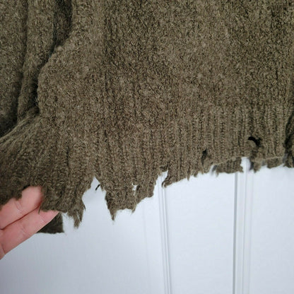 ATM Anthony Thomas Melillo Fuzzy Destroyed V-Neck Sweater Long Sleeve XSmall NWT