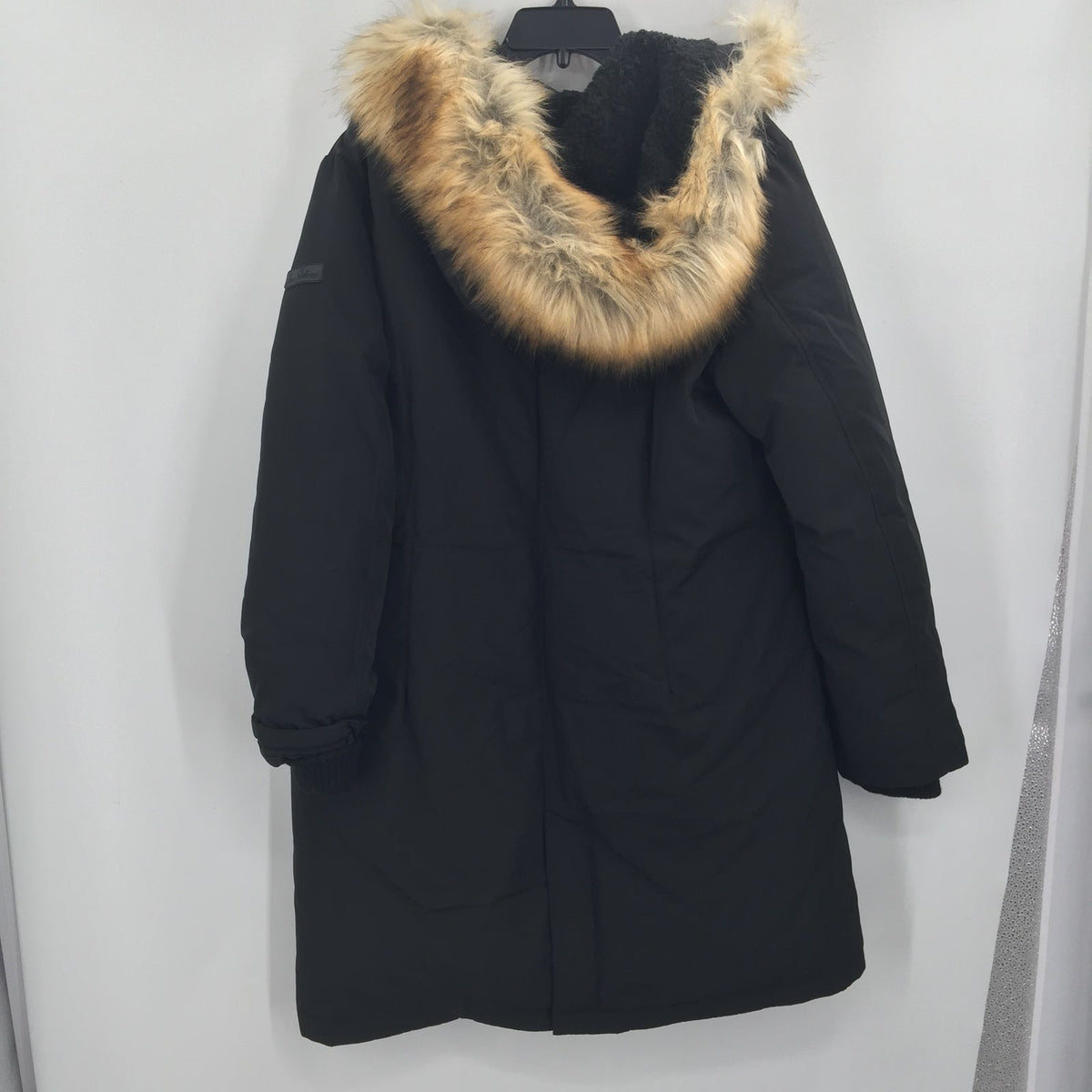 Sam Edelman Faux Fur Trim Parka Down Coat Jacket Long Sleeve Black Size X-Large