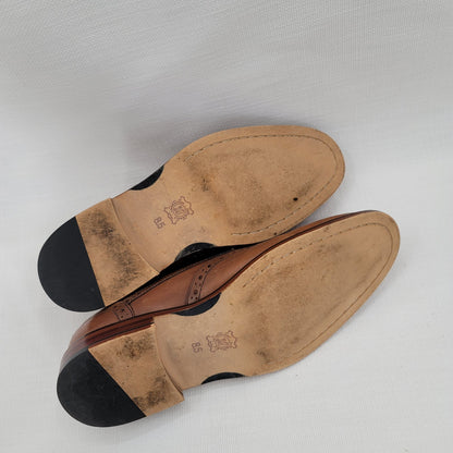 Joseph Abboud Medallion Cap Toe Oxfords Shoes Brown Italian leather Size 8.5