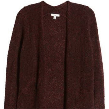 BP. NEW Burgundy Bouclé Open Front Cardigan Size Small