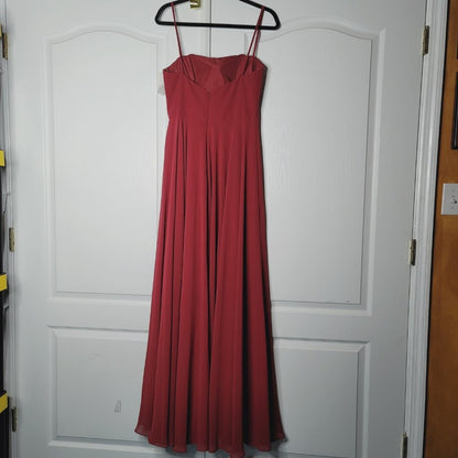 Jenny Yoo Collection Chiffon Bridesmaid Dress Size 8 Burgundy Wine Maxi