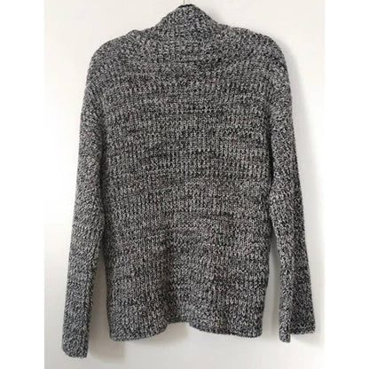 Caslon Shaker Mock Neck Pullover Sweater Sz Large Black Ivory Marl NWT