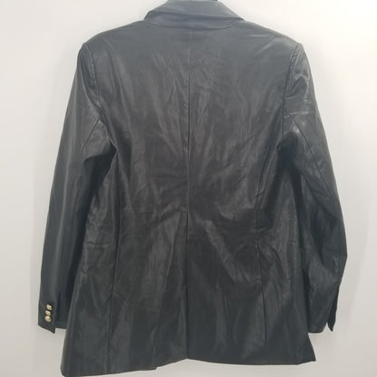 Truth by Republic Faux Black Leather Jacket Gold Buttons SOFT Coat SUPER SOFT