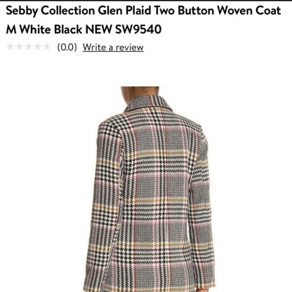 Selby Collection Glen Plaid LARGE jacket pocket Long Coat Black Tan Button NEW
