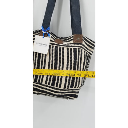 B. The Change striped cotton shoulder bag tote purse soft NWT beachbag