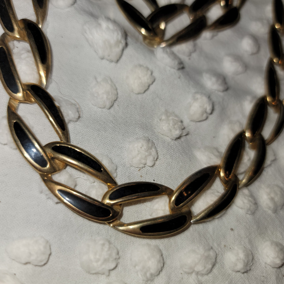 vintage SET Napier Necklace &  bracelet Goldtone Black Chainlink 1980s Fashion