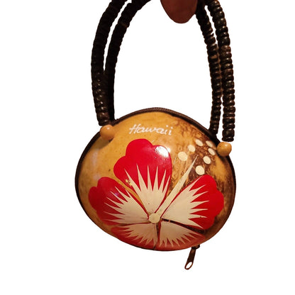 HAWAIIAN Coconut Shell Purse (Handmade) w/ Coconut Zipper Handbag Hawaii