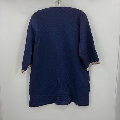 Vernon Vintage blue quilted robe shot long sleeve NOS faded floral detail