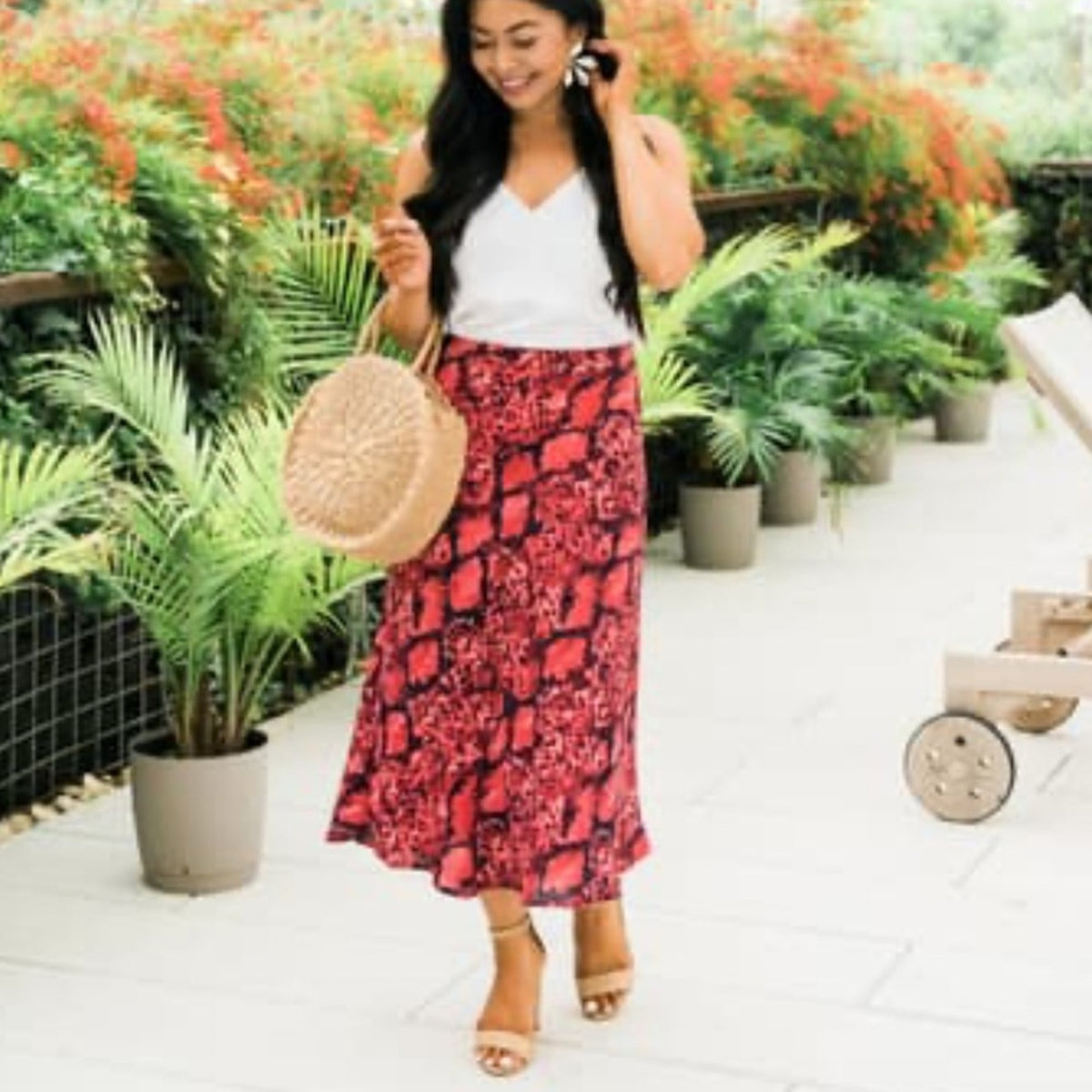 Gibsonlook NEW Roselyn Red Maxi Skirt Size Medium