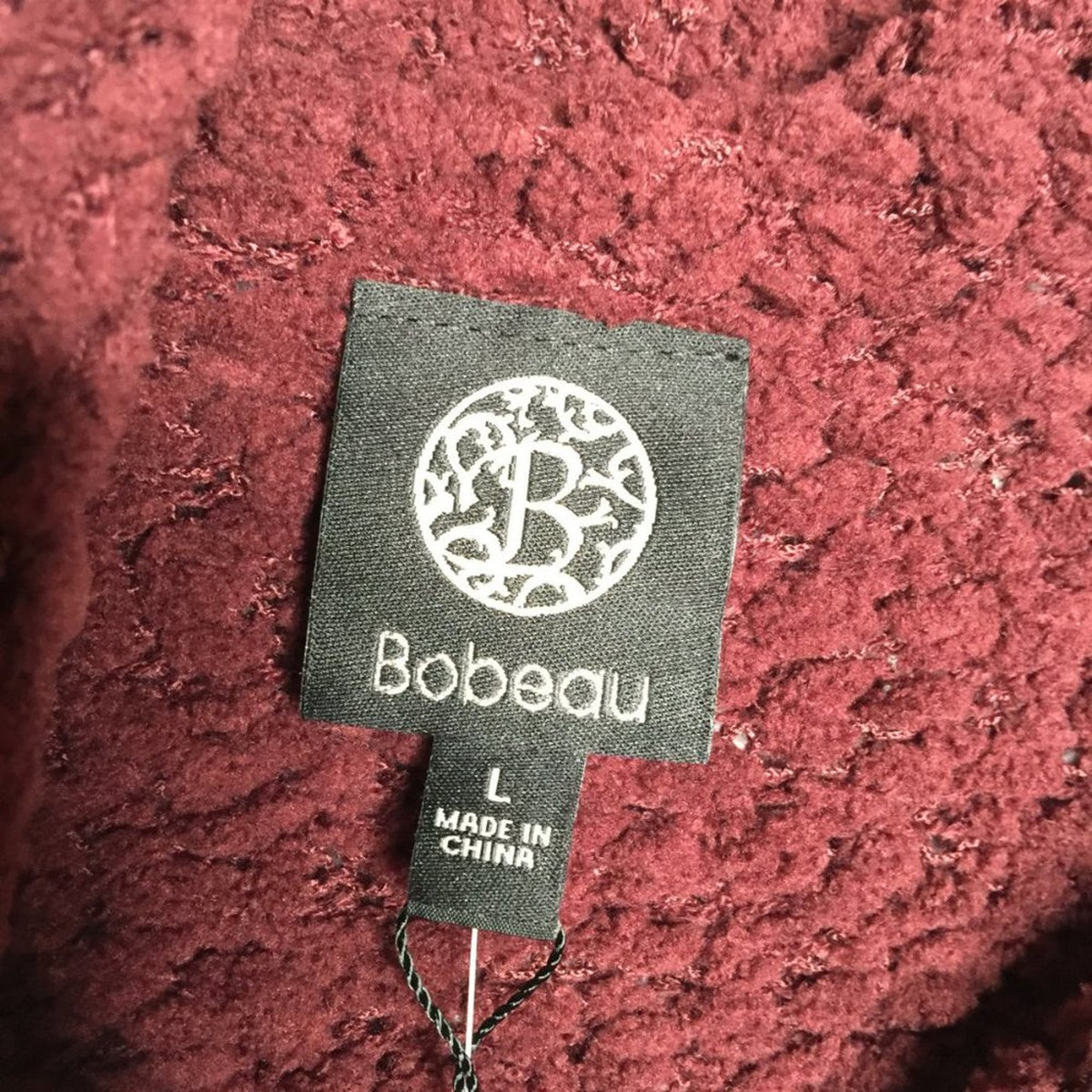 Bobeau Wine Burgundy Boucle Popcorn Draped Button Cardigan Sweater