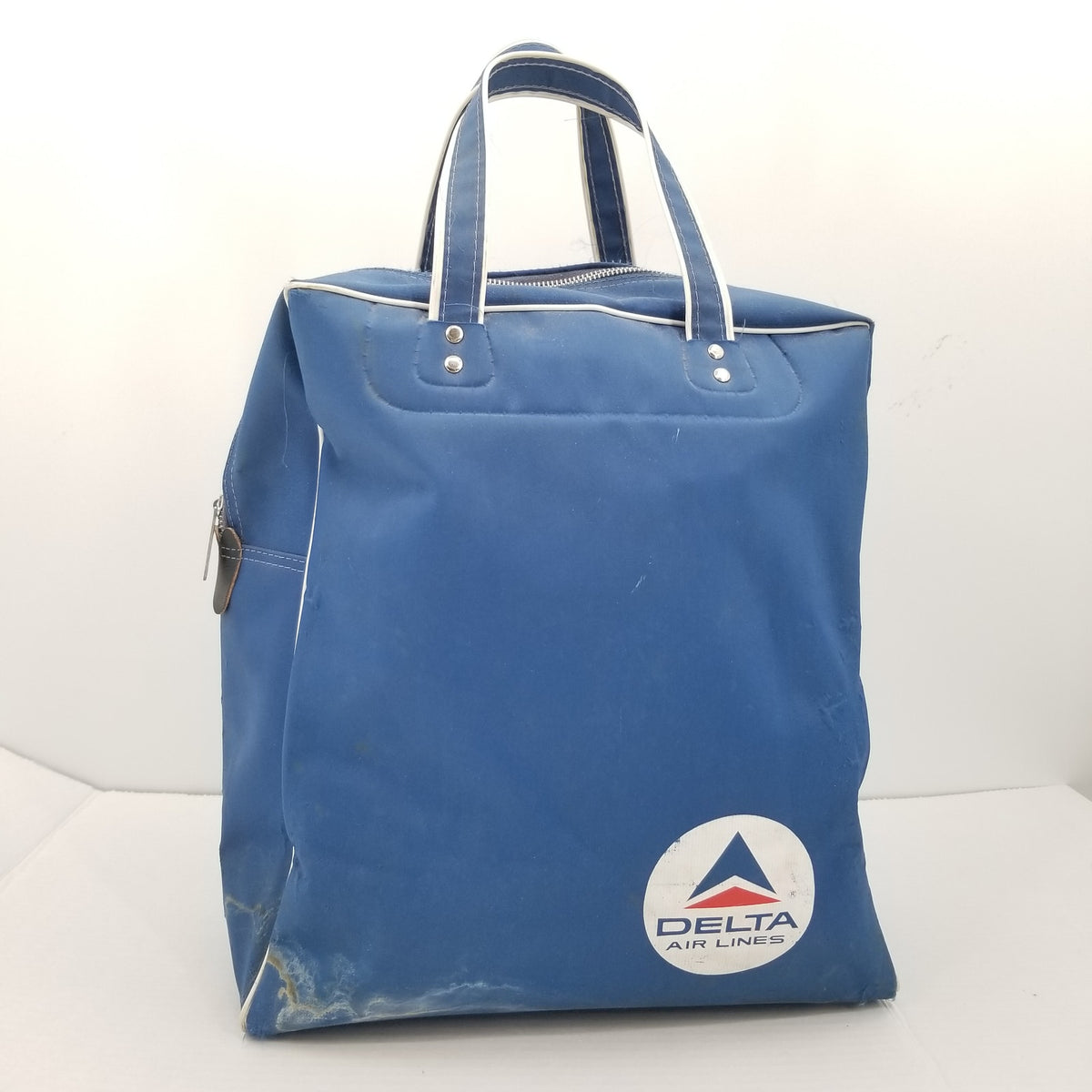 Delta Air Lines travel bag Vintage Blue Metal zipper Suitcase Carry On