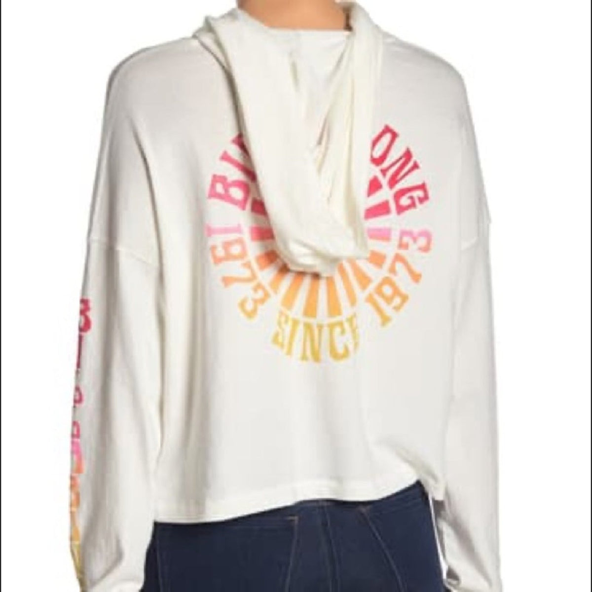Billabong Kiss the Sky White Cropped Hoodie Large
