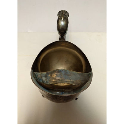 WM Rogers Ornate Plated Silver Stainless Steel 4 Footed Drink Pitcher Ice Lip 317