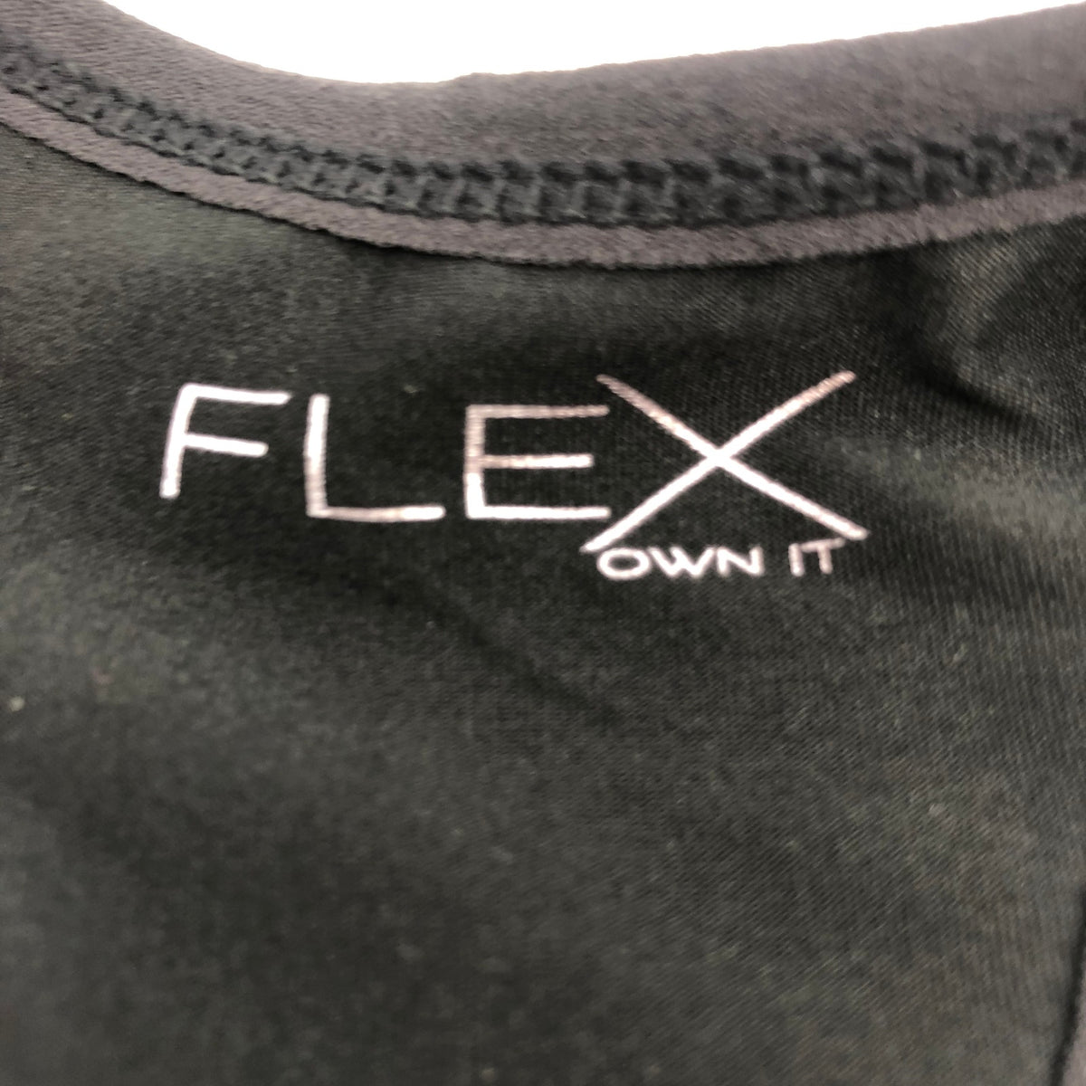 FLEX OWN IT Women's V-Neck Sports Bra Racerback Solid Polyester Black Large