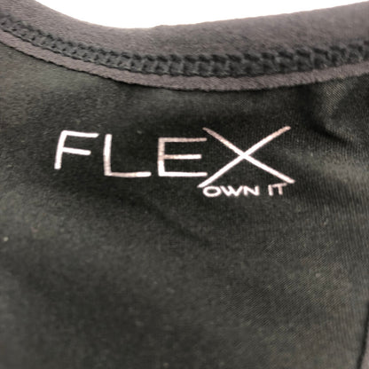FLEX OWN IT Women's V-Neck Sports Bra Racerback Solid Polyester Black Large