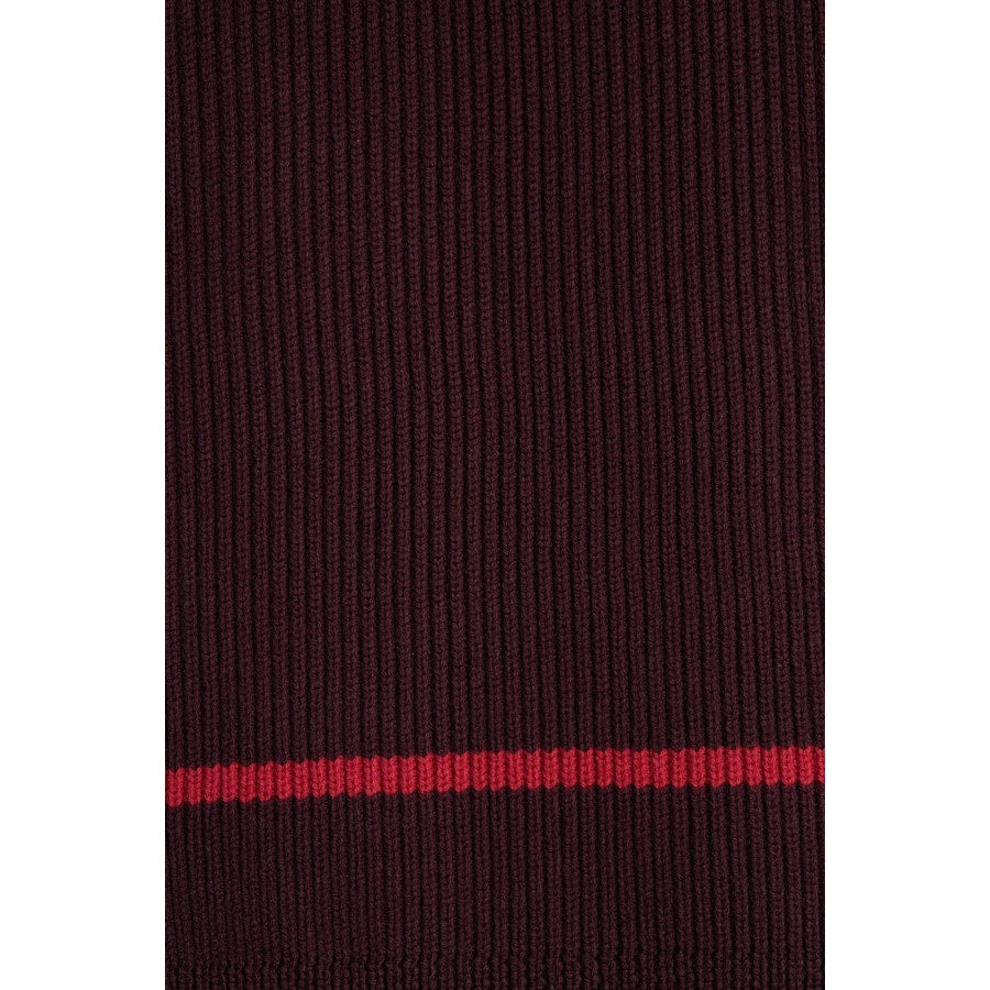 Theory NEW Originally $195 Wendel Ribbed Merino Wool Stripe Trim Scarf Burgundy