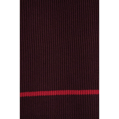 Theory NEW Originally $195 Wendel Ribbed Merino Wool Stripe Trim Scarf Burgundy