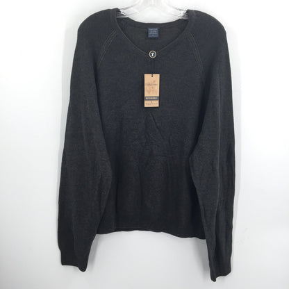 Tailor Vintage Reversible Pullover Sweater V-Neck Long Sleeve Charcoal XX-Large