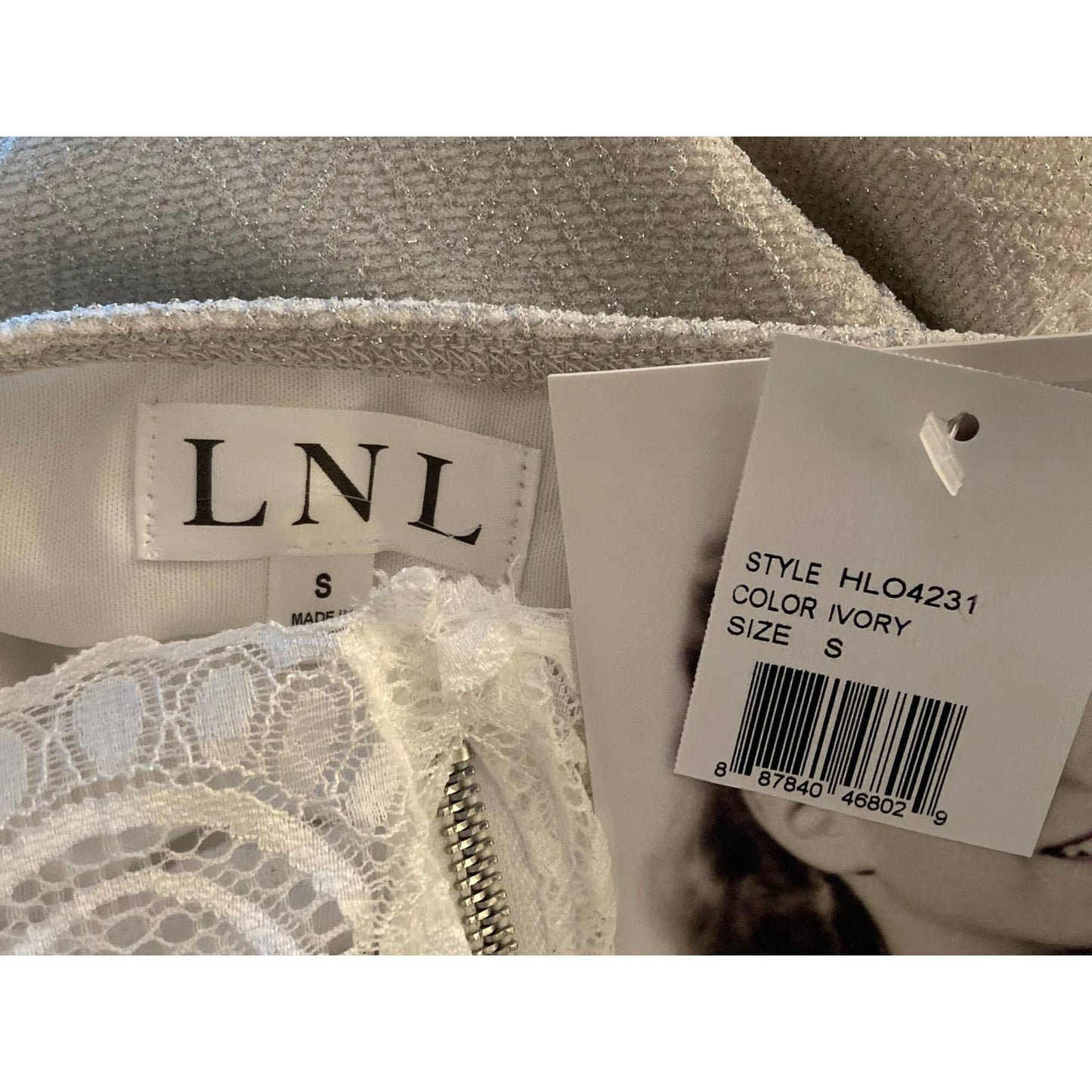 Love Nickie Lew Junior Glitter Knit Scallop Lace Back Dress Size Small Ivory NWT