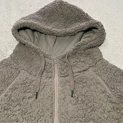 Z by Zella Faux Shearling Up & Over Bomber Jacket Extra Large Tan Driftwood NWT