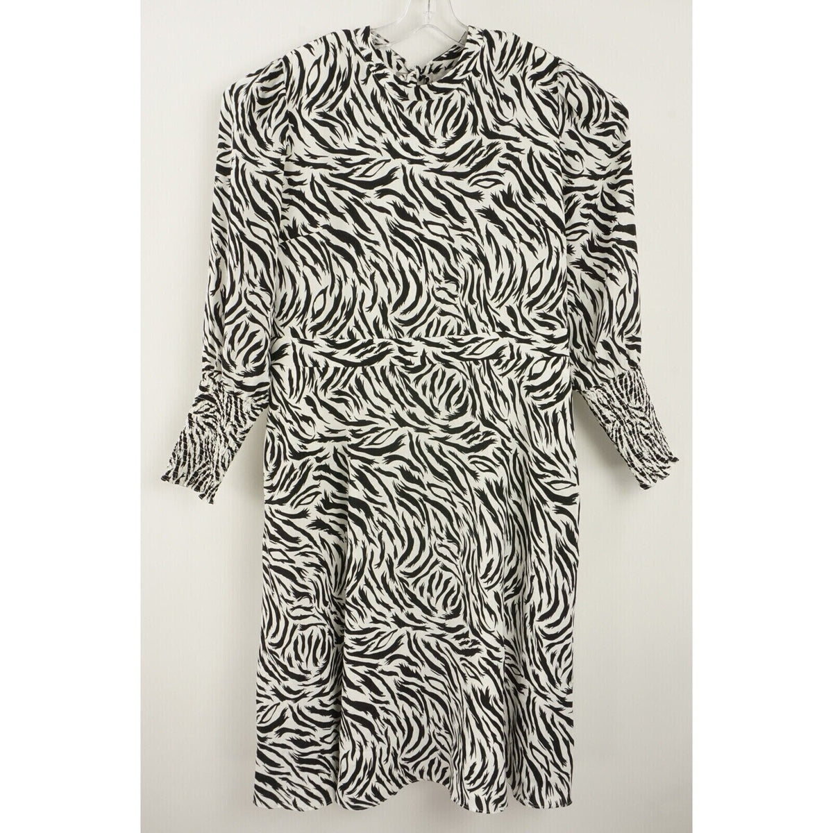 Halogen Tiger Crepe Tie Back A-Line Midi Dress Sz 1X White and Black Print NWT