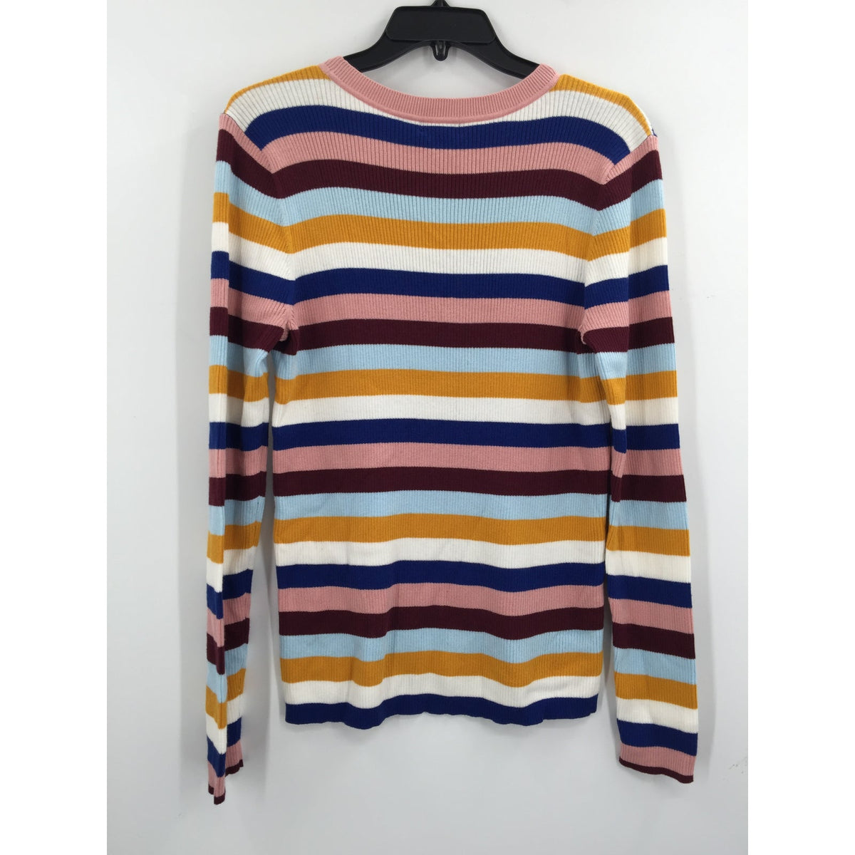 Halogen Striped Pullover Sweater Crew Neck Ribbed Long Sleeve Multicolor XL NEW
