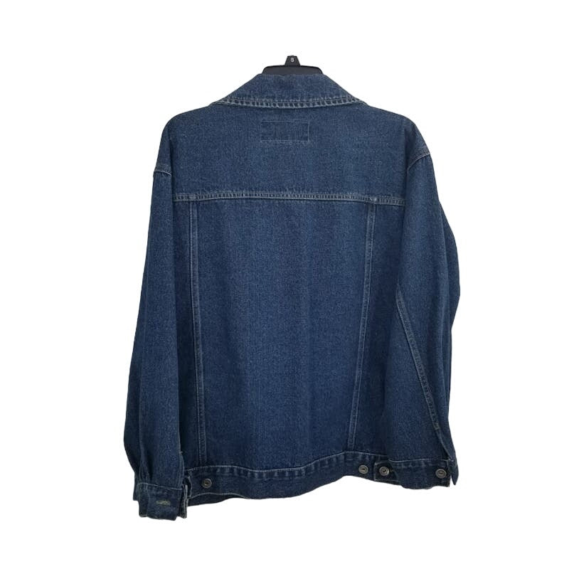 Wrangler Hero Denim Blue Jean Jacket Pockets Large Rivets Button Up
