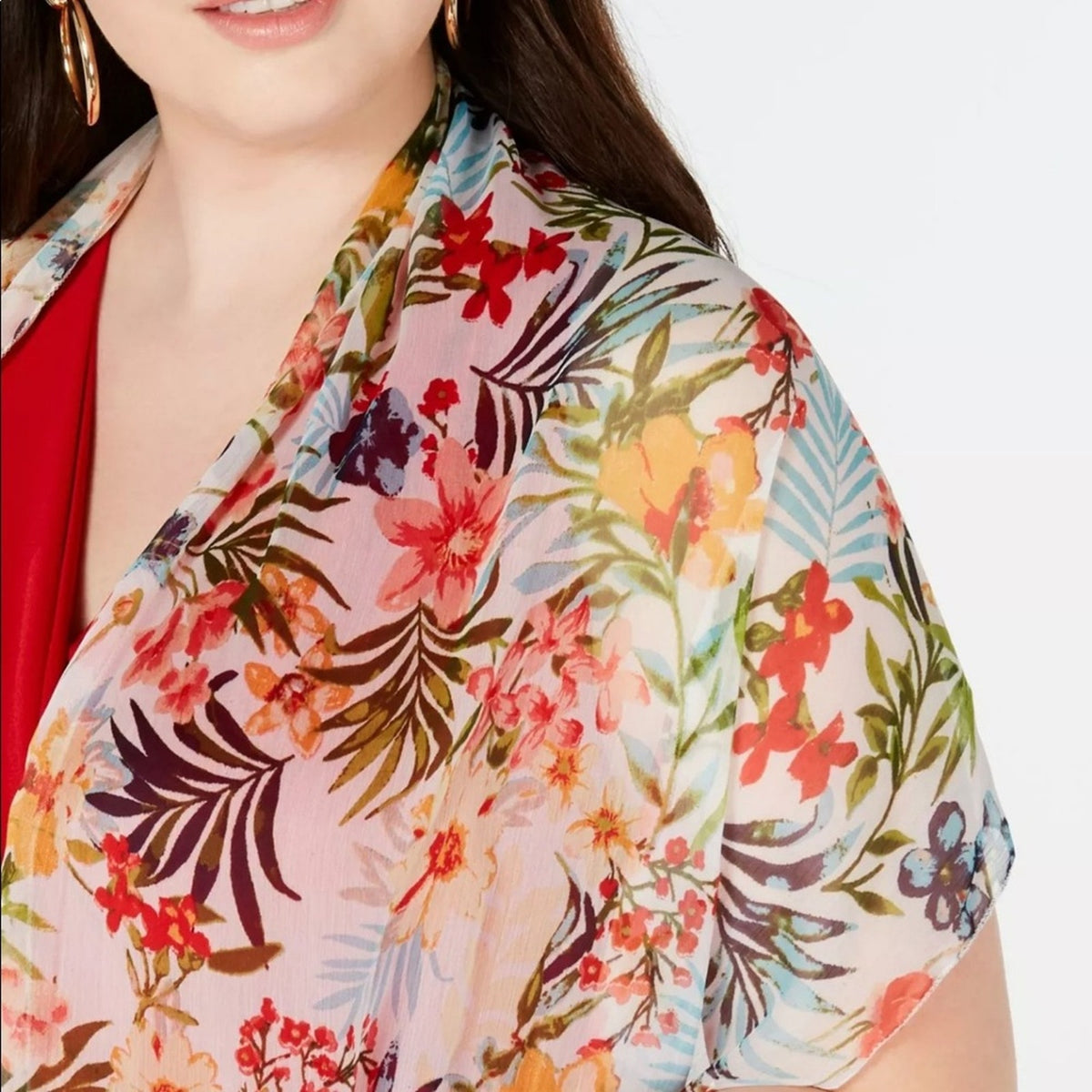INC International Concept Botanical Crescent Scarf Tassles Wrap Florals Colorful