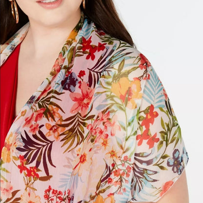 INC International Concept Botanical Crescent Scarf Tassles Wrap Florals Colorful
