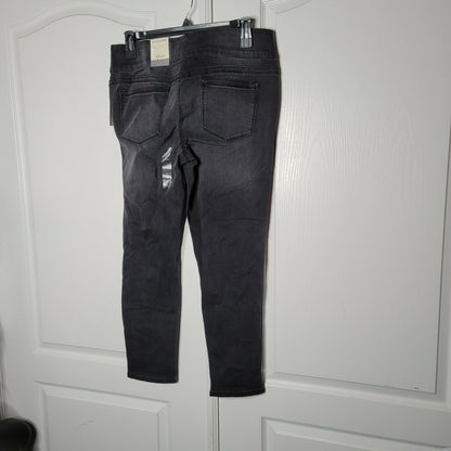 Style & Co Boyfriend Jeans Pull On Low Rise Black Smudge Cotton Blend Size XS