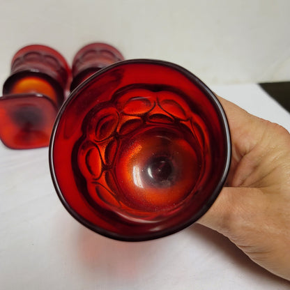 Noritake SET 3 Red Spotlight stemware footed dimple wine sherry glasses 4.3/4"