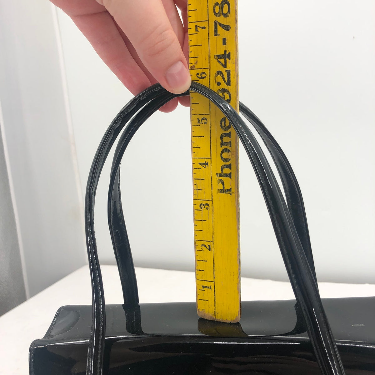 Vintage Lewis Women Handbag Purse Shiny Patent Leather 3 Compartment Black OS