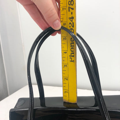 Vintage Lewis Women Handbag Purse Shiny Patent Leather 3 Compartment Black OS