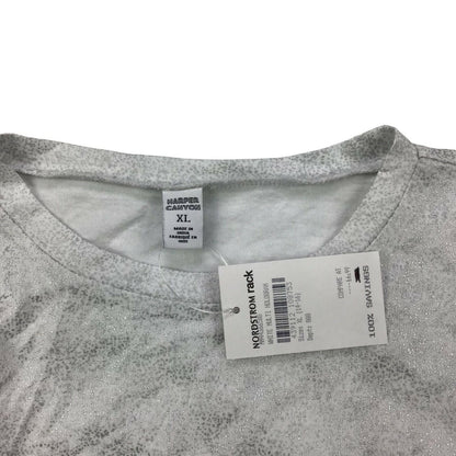 Harper Canyon Short Sleeve Tee White & Silver Hologram Metallic Extra Large NWT