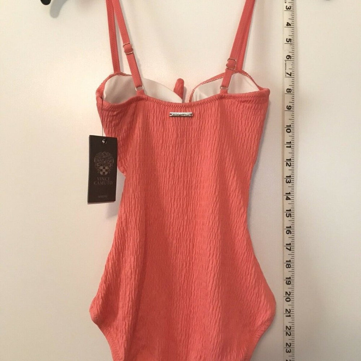 Vince Camuto Smocked Front Tie One Piece Swimsuit Size 4