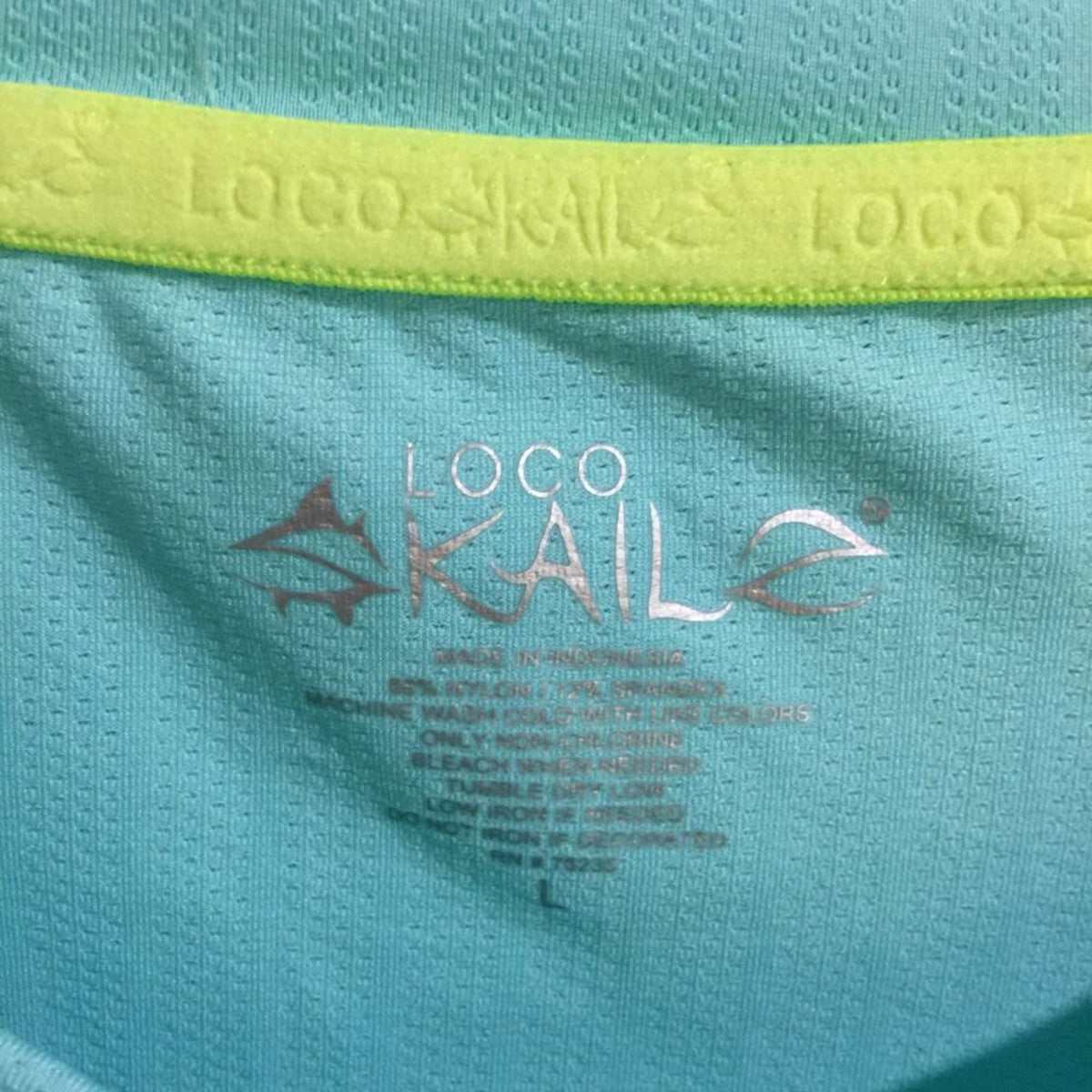 Loco Skailz T-Shirt Short Sleeve Comfort Stretch Crew Neck Aqua Blue Large fish