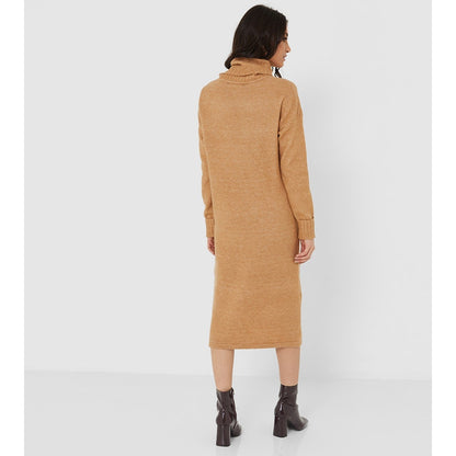 Vero Moda Cowl Neck Knitted Sweater Dress Long Sleeve Brown/Melange Size X-Large