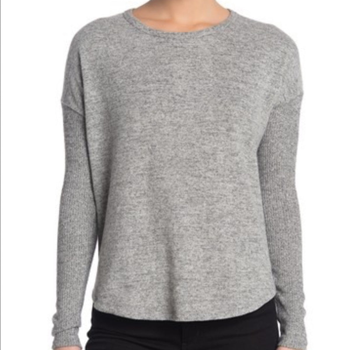 Sweet Romeo Women 3X Plus soft Blouse top Ribbed Dolman Sleeve Pullover Grey