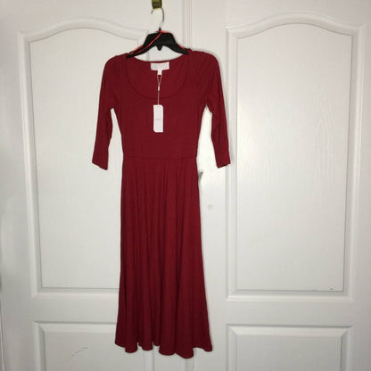 Super Fox Midi Dress Classic Ribbed Texture XS Extra Small Modest Career NEW
