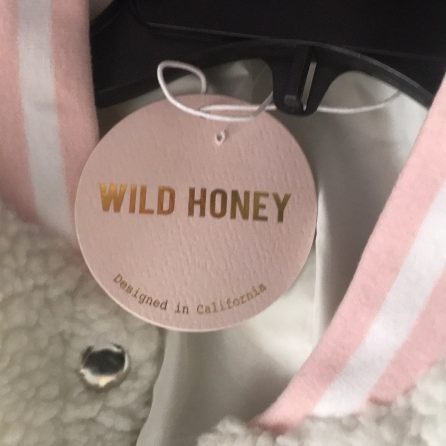 Wild Honey New Sherpa Button Down Jacket Small Junior YOUTH Cream Pink coat snap