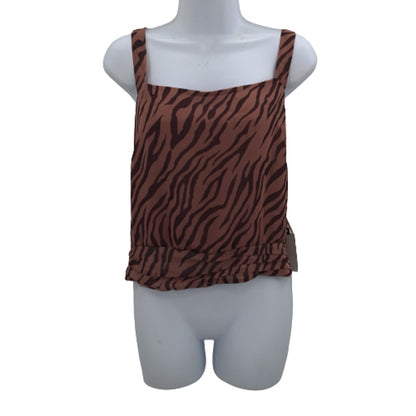 ASTR Mauve Zebra Animal Print Crossback Tank Top Tiger Stripe Pink Large NWT