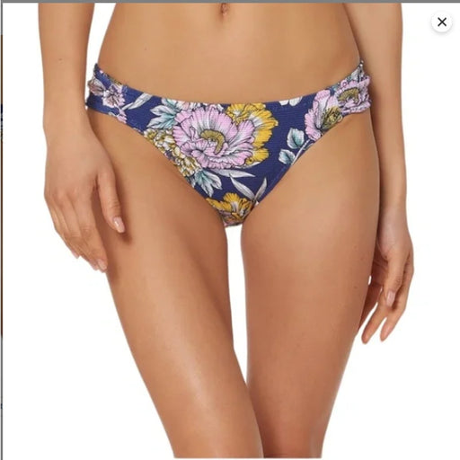Jessica Simpson “Estilo” Blueberry Floral Print Bikini Bottoms Shirred  XL  new
