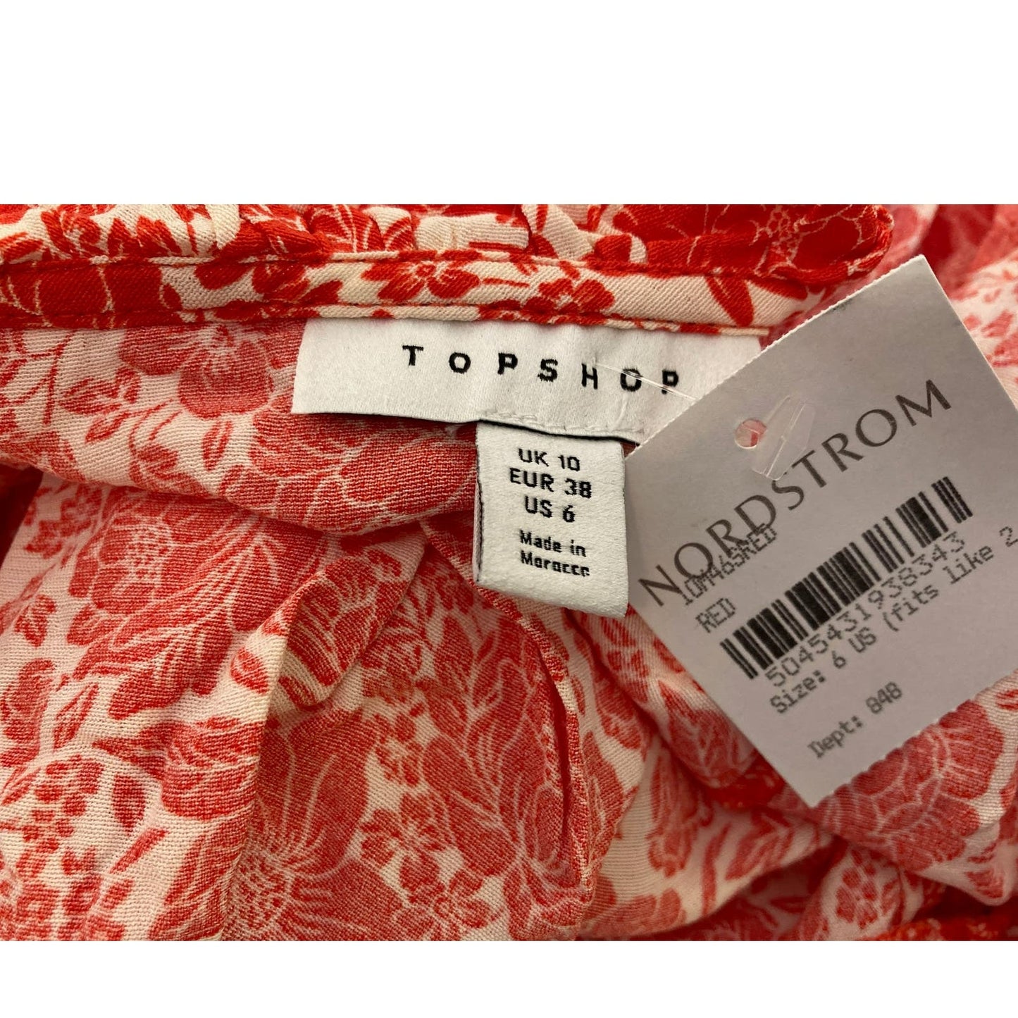 Topshop V-Neck Ruffled Floral Wrap Mini Dress Size 6 in Red Print NWT